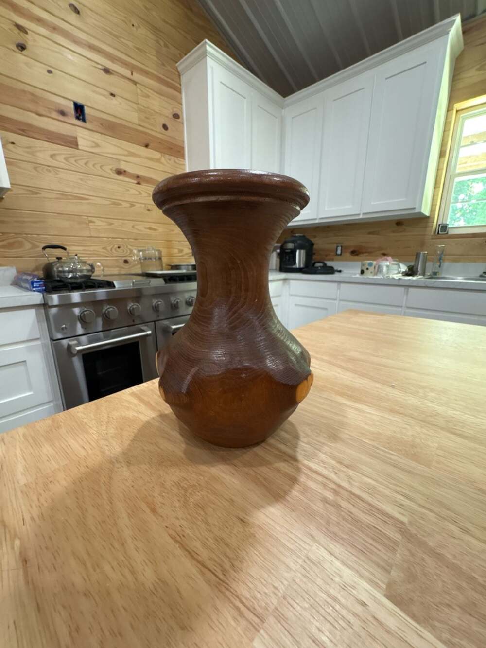 Vintage Hand-Turned Organic Modern Wooden Vase